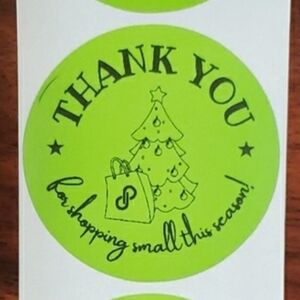 3/$15 THANK YOU FOR SHOPPING SMALL STICKERS Large Two Inch Round Green Tree